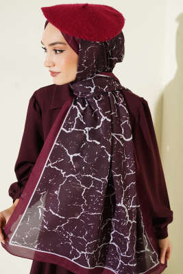 Mermer Desen Şal Mürdüm - Günün Seçilenleri