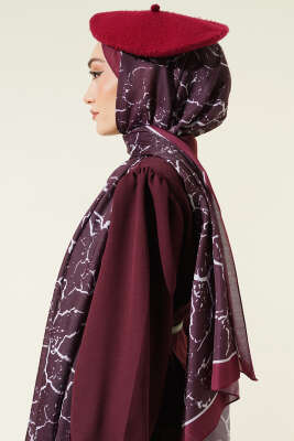 Mermer Desen Şal Mürdüm - Günün Seçilenleri