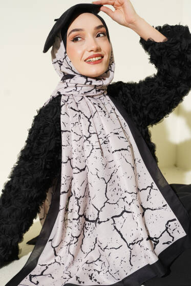 Mermer Desen Şal Siyah Bej - Günün Seçilenleri