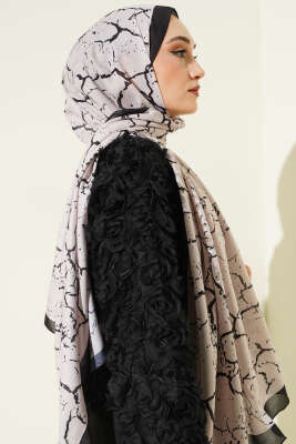 Mermer Desen Şal Siyah Bej - Günün Seçilenleri
