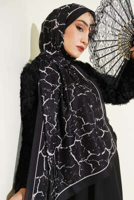 Mermer Desen Şal Siyah 