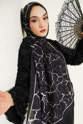 Mermer Desen Şal Siyah - Günün Seçilenleri