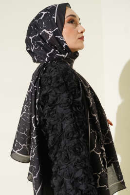 Mermer Desen Şal Siyah - Günün Seçilenleri