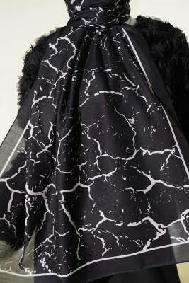 Mermer Desen Şal Siyah - Günün Seçilenleri