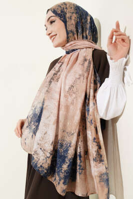 Mermer Desenli Modern Şal Bej - Başörtüsü