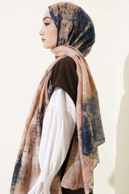 Mermer Desenli Modern Şal Bej - Başörtüsü