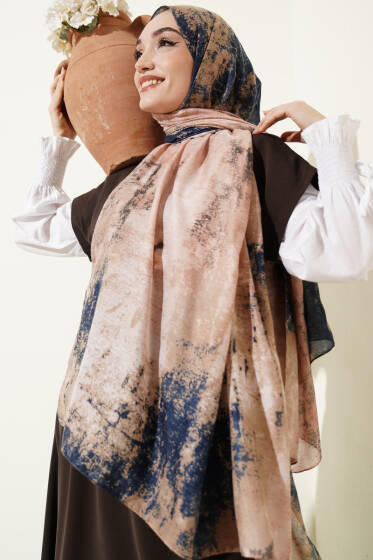 Mermer Desenli Modern Şal Bej - Yılın Fırsatı