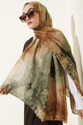 Mermer Desenli Modern Şal Camel - Başörtüsü