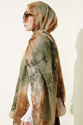 Mermer Desenli Modern Şal Camel - Başörtüsü