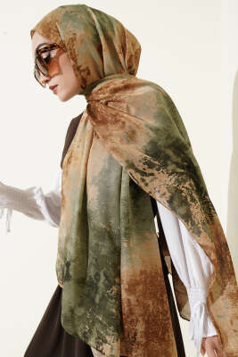 Mermer Desenli Modern Şal Camel - MODA KAŞMİR