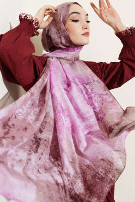 Mermer Desenli Modern Şal Eflatun - MODA KAŞMİR