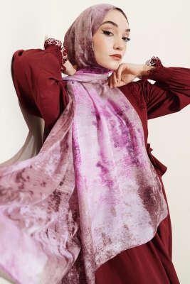 Mermer Desenli Modern Şal Eflatun - Başörtüsü