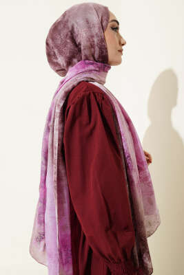 Mermer Desenli Modern Şal Eflatun - Başörtüsü