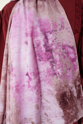 Mermer Desenli Modern Şal Eflatun - Başörtüsü