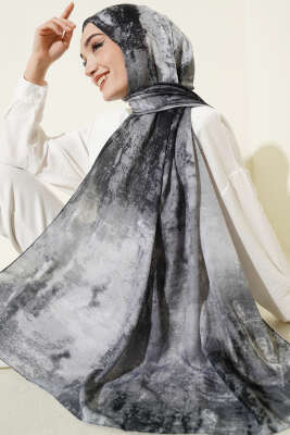 Mermer Desenli Modern Şal Gri - Başörtüsü