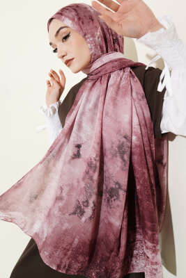 Mermer Desenli Modern Şal Gül Kurusu - MODA KAŞMİR