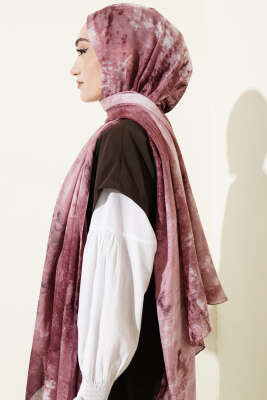 Mermer Desenli Modern Şal Gül Kurusu - Başörtüsü