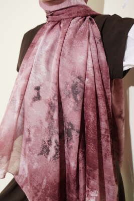 Mermer Desenli Modern Şal Gül Kurusu - Başörtüsü