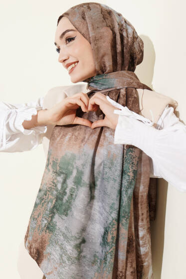 Mermer Desenli Modern Şal Kahve - Yılın Fırsatı