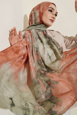 Mermer Desenli Modern Şal Kiremit - Başörtüsü