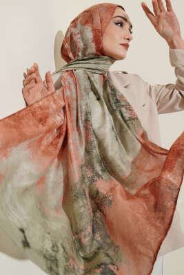 Mermer Desenli Modern Şal Kiremit - MODA KAŞMİR