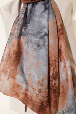 Mermer Desenli Modern Şal Latte - Başörtüsü