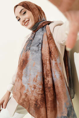 Mermer Desenli Modern Şal Latte - MODA KAŞMİR