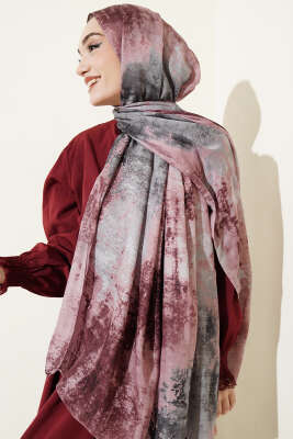 Mermer Desenli Modern Şal Pudra - Başörtüsü