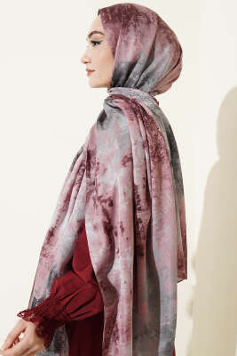 Mermer Desenli Modern Şal Pudra - Başörtüsü