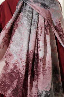 Mermer Desenli Modern Şal Pudra - Başörtüsü