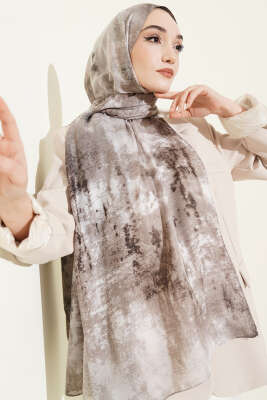 Mermer Desenli Modern Şal Vizon 