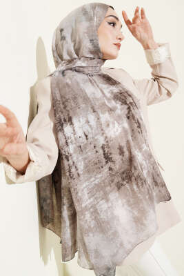 Mermer Desenli Modern Şal Vizon - Başörtüsü