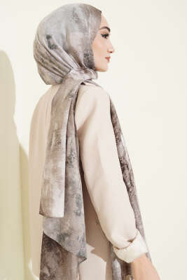 Mermer Desenli Modern Şal Vizon - Başörtüsü