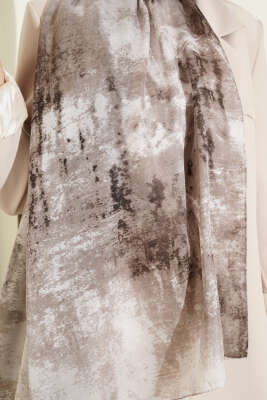 Mermer Desenli Modern Şal Vizon - Başörtüsü