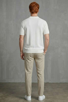 Merserize Açık Polo Yaka Erkek T-shirt Beyaz - Erkek T-shirt