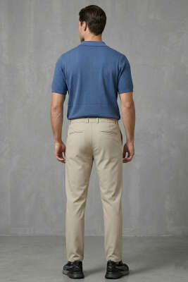 Merserize Açık Polo Yaka Erkek T-shirt İndigo - Erkek T-shirt