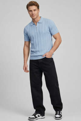 Merserize Polo Yaka Erkek T-shirt Bebe Mavi - Erkek T-shirt