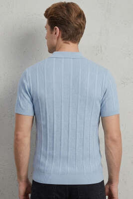 Merserize Polo Yaka Erkek T-shirt Bebe Mavi - Erkek T-shirt