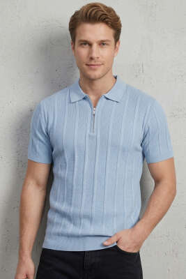 Merserize Polo Yaka Erkek T-shirt Bebe Mavi 