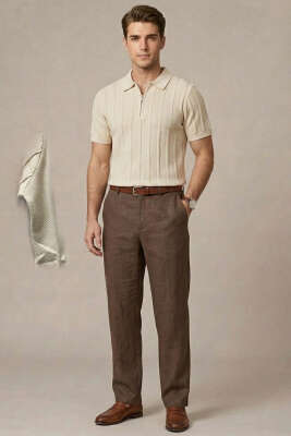 Merserize Polo Yaka Erkek T-shirt Beyaz - Erkek T-shirt