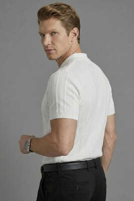 Merserize Polo Yaka Erkek T-shirt Beyaz - Yılın Fırsatı