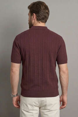 Merserize Polo Yaka Erkek T-shirt Bordo - Erkek T-shirt