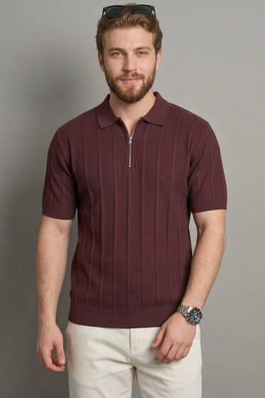 Merserize Polo Yaka Erkek T-shirt Bordo - Yeni Erkek Giyim