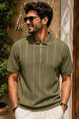 Merserize Polo Yaka Erkek T-shirt Çağla Yeşili 