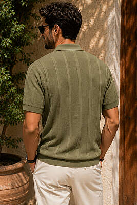 Merserize Polo Yaka Erkek T-shirt Çağla Yeşili - Erkek T-shirt