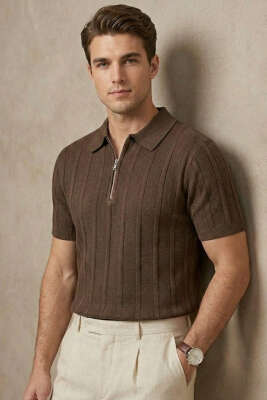 Merserize Polo Yaka Erkek T-shirt Kahve - WİPEOUT