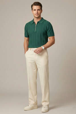 Merserize Polo Yaka Erkek T-shirt Nefti - Yılın Fırsatı