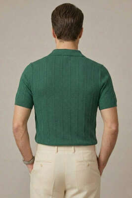 Merserize Polo Yaka Erkek T-shirt Nefti - Yılın Fırsatı