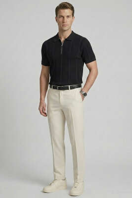 Merserize Polo Yaka Erkek T-shirt Siyah - Yılın Fırsatı