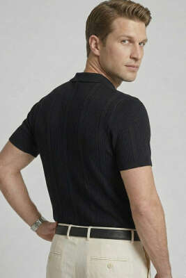 Merserize Polo Yaka Erkek T-shirt Siyah - Yılın Fırsatı